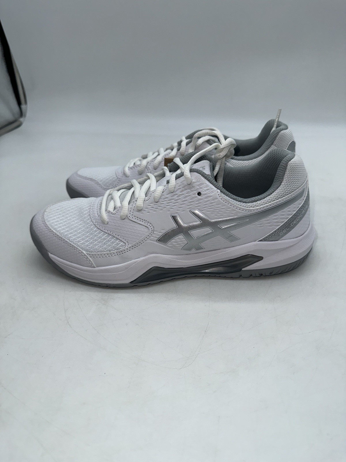 Retail Return Asics Gel-Dedicate 8 Silver 1042A237 Wmn Size 9 LACE STAIN