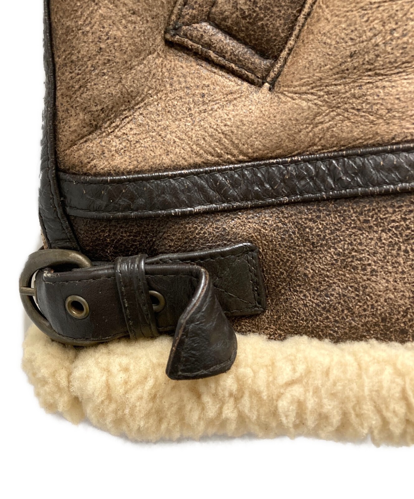 Authentic SAN FLIO B-3 Sheepskin Leather Jacket M Brown Men #9758