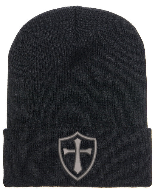 Crusader Cross Military Logo Embroidered Beanie with or without Cuff