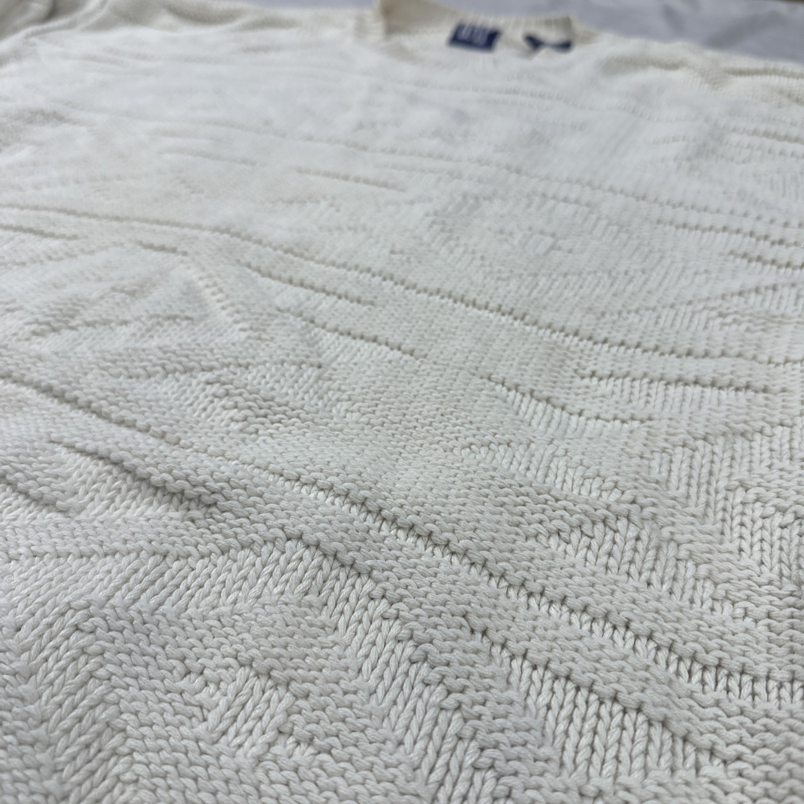 Vintage 90s Gap Men’s L Pullover Cotton Ramie Sweater Chunky Knit Cream