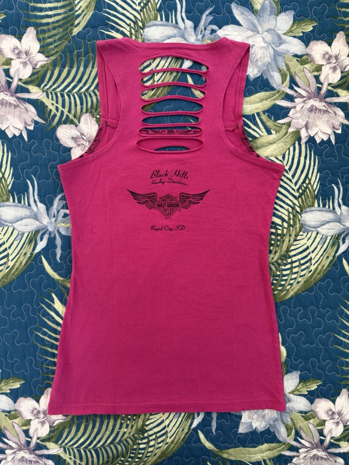 Harley-Davidson Sturgis Pink Cutout Sleeveless Tank Top ~Made in USA~ Size S – M