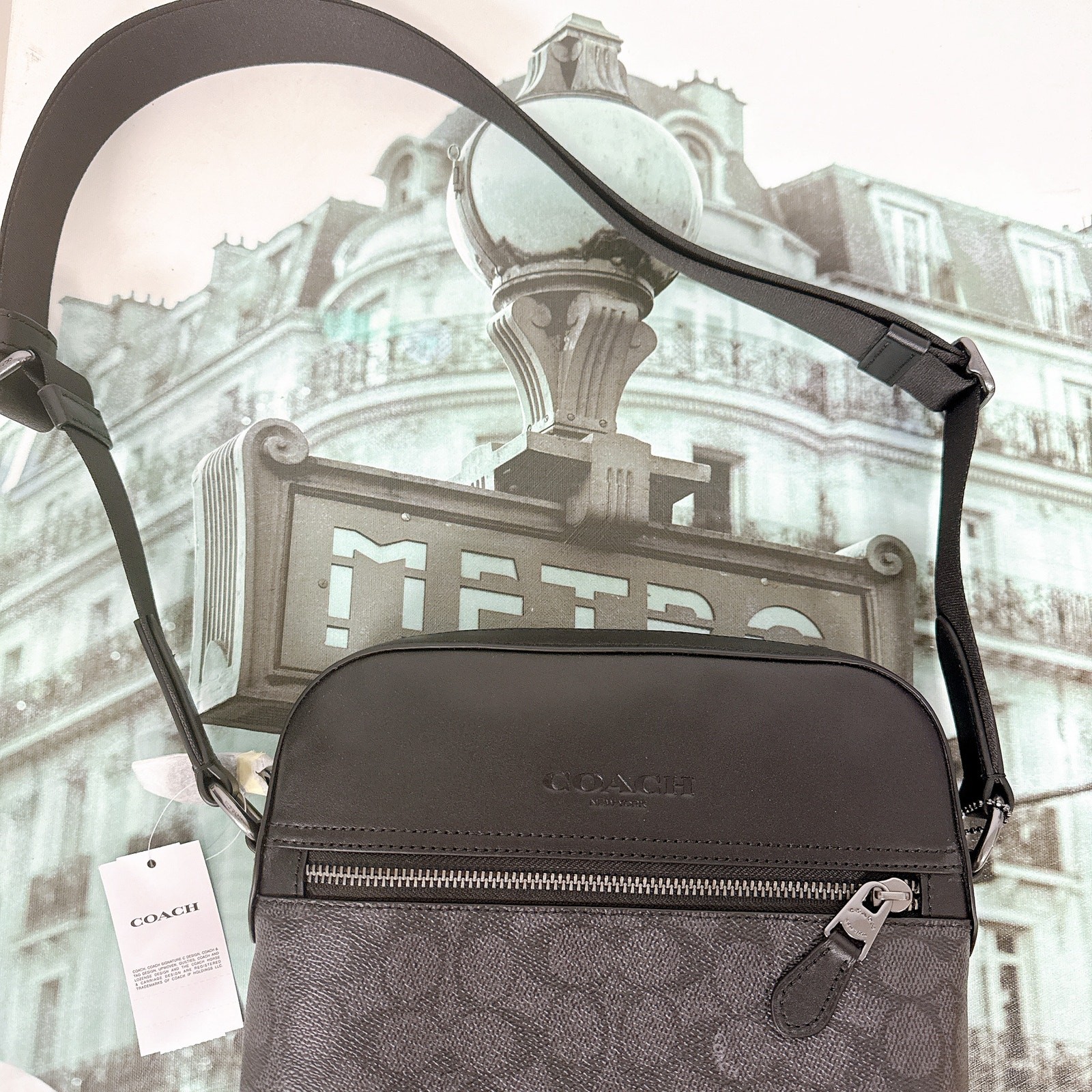 Coach CZ398 Houston Flight Bag In Signature Canvas IN Black