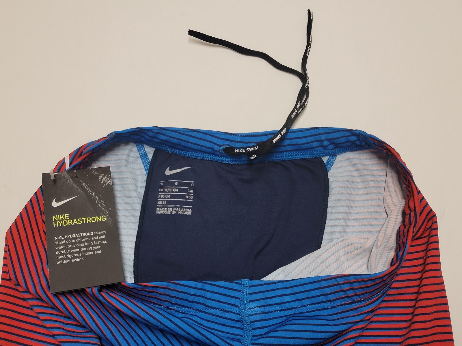 Nike Charge Hydrostrong Compression Jammers Swim Shorts Blue Red Stripe NWT
