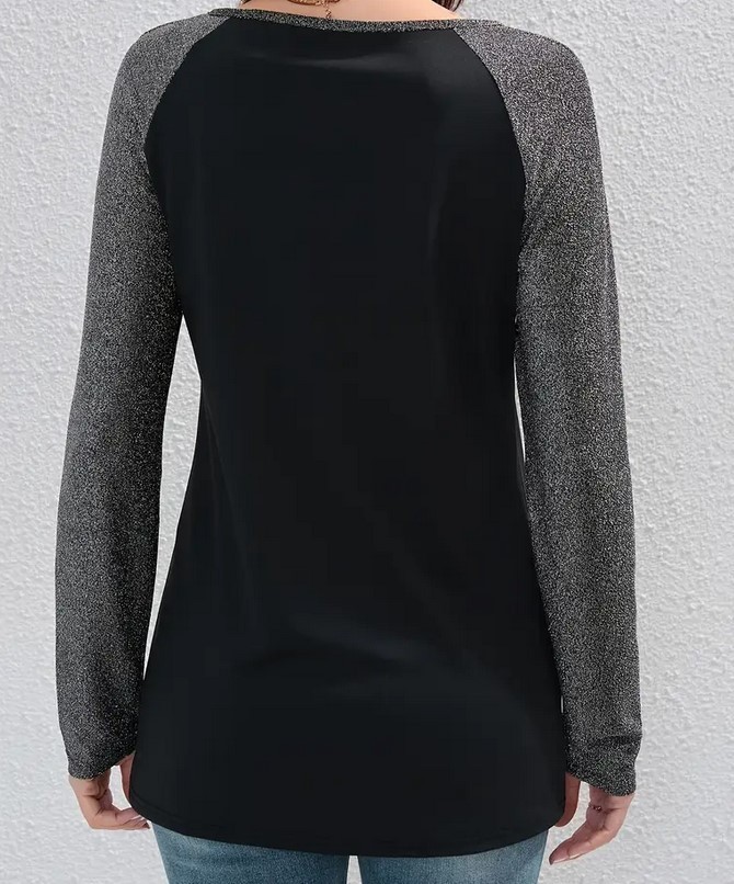 Womens Tunic Top 3/4 Sleeve Raglan Henley 1X Gray Black Baseball NWT