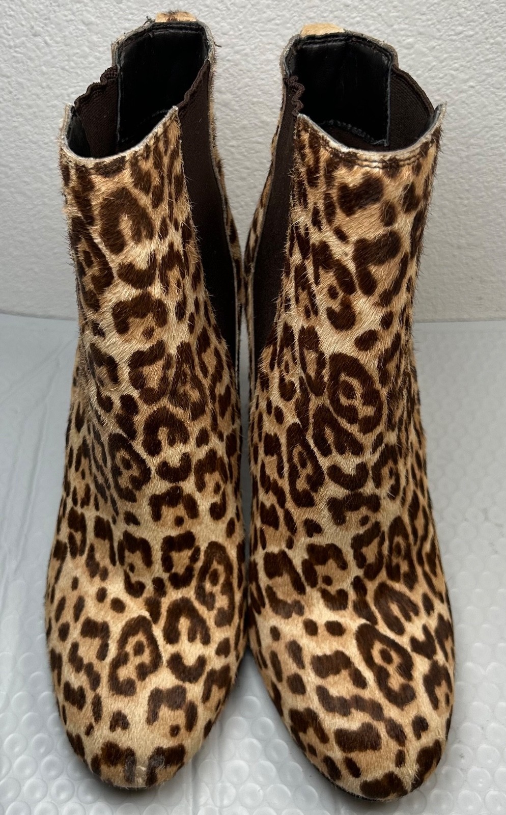 Sam Edelman Case Leopard Calf Hair Ankle Boots Chelsea Block Heel Women’s Size