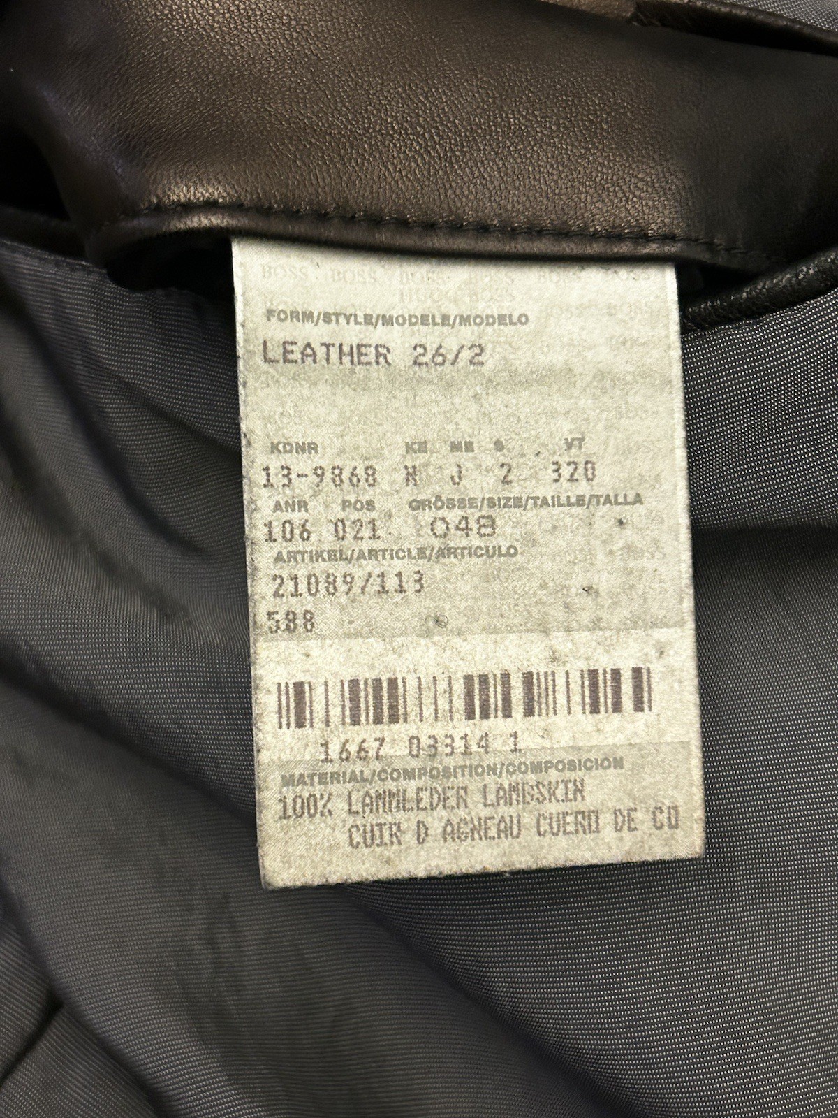 Hugo Boss Lamb Leather 26/2 Italian Nappa Black Jacket Mens 48 Medium Vintage