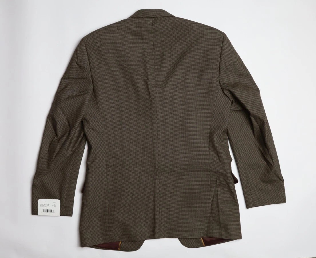 Hickey by Hickey Freeman Birdseye Wool Suit Size 38 R in Brown Black Plaid