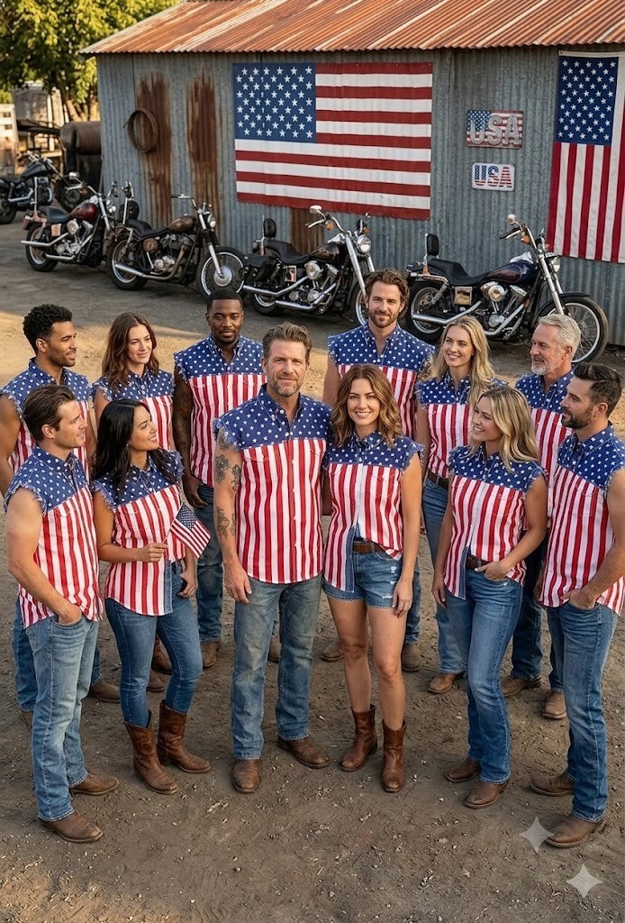 USA FLAG SLEEVELESS DENIM SHIRTS – 100% Cotton