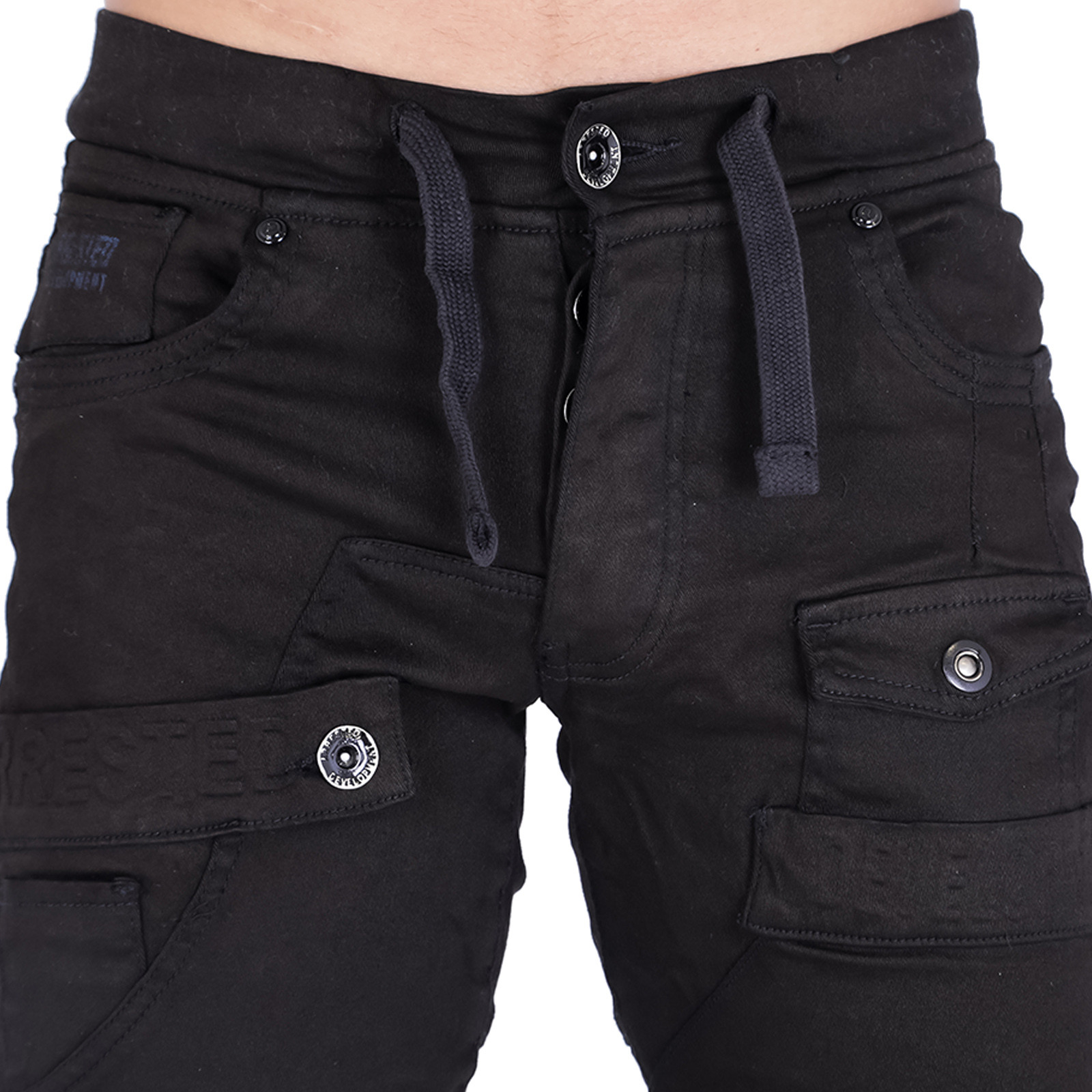 COMBAT CARGO PANTS FOR MEN CUFFED CHINO JOGGERS BLACK 28 30 32 34 36 38 40
