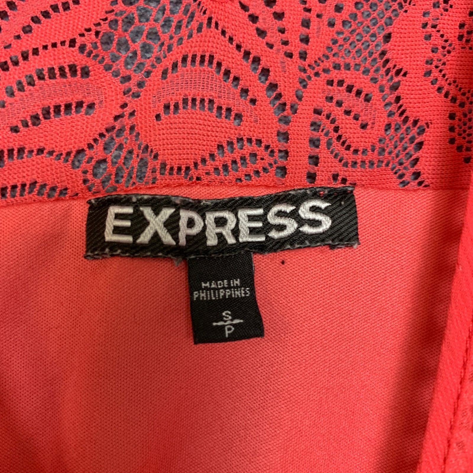 Express A Line Dress Womens Small Red Floral Lace Sleeveless Party Keyhole Back