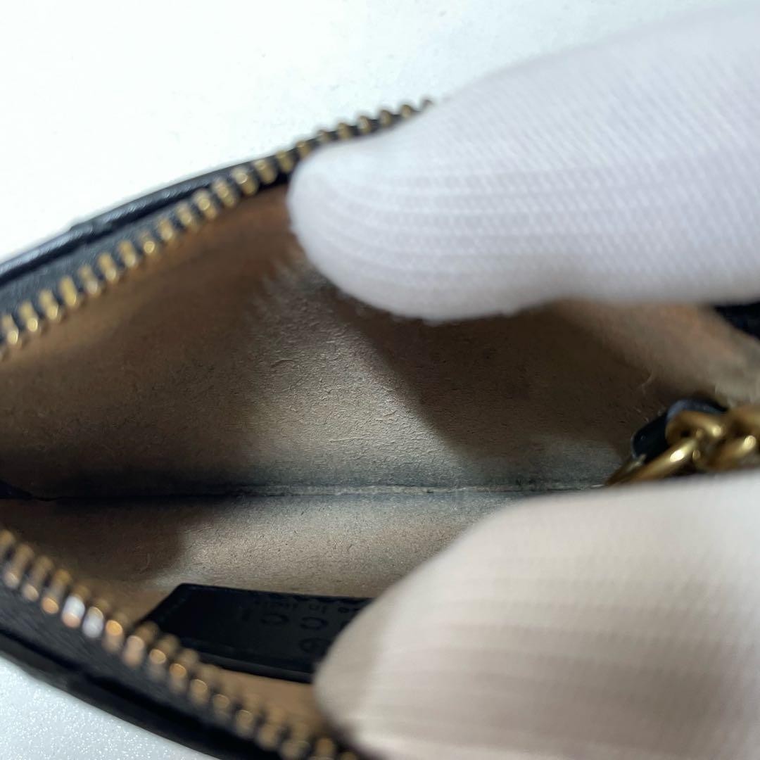 GUCCI GG Marmont Key Case Pouch Leather Black Matelasse Chain excellent gift