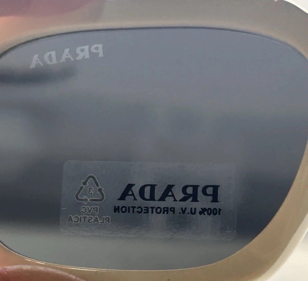 Authentic PRADA SPR 17W 49[]20 142-5S0 Talc Dark Gray Sunglasses