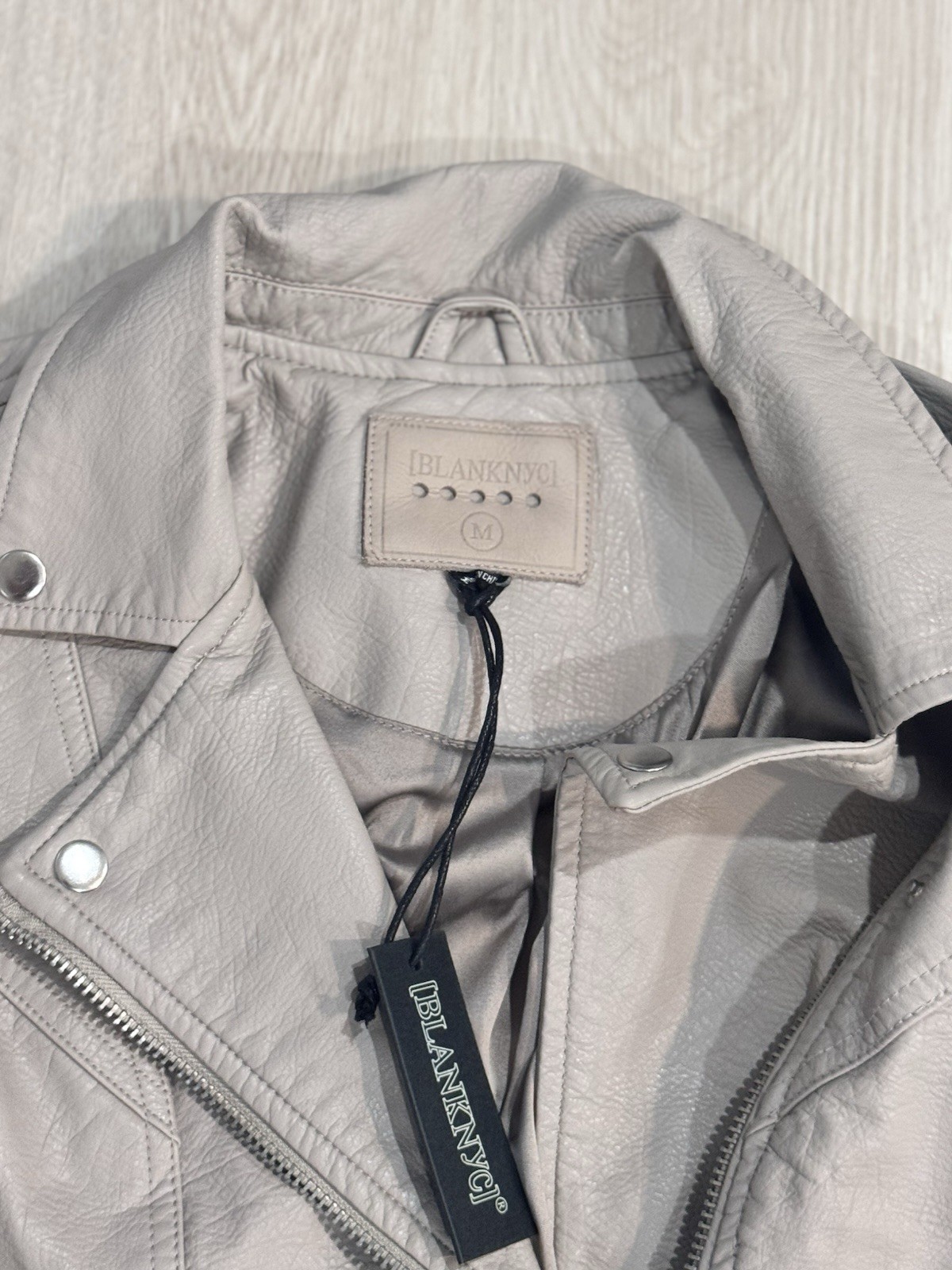 BLANKNYC Women’s Gray Biker Moto Jacket Size M Full Zip Long Sleeve 29L-9596NO