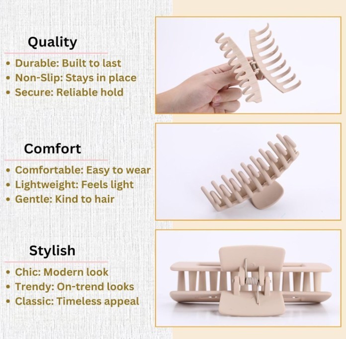 Large Matte Hair Claw Clips 4.3 Inch Strong Hold Hair Accessories for Women