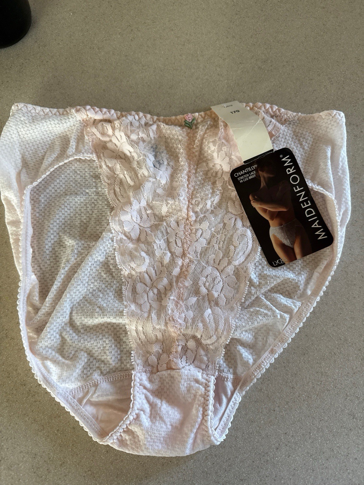 Vintage Maidenform Chantilly Panties Sz 6 Sheer Pink Lace High Leg ILGWU New