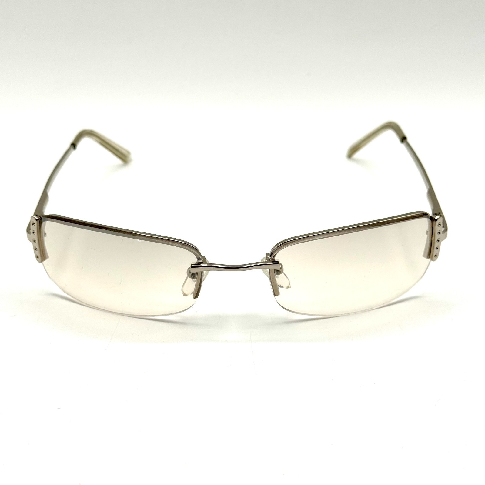 Fashion Rimless Oval Sunglasses Silver Metal Frame & Light Gray Gradient Lenses