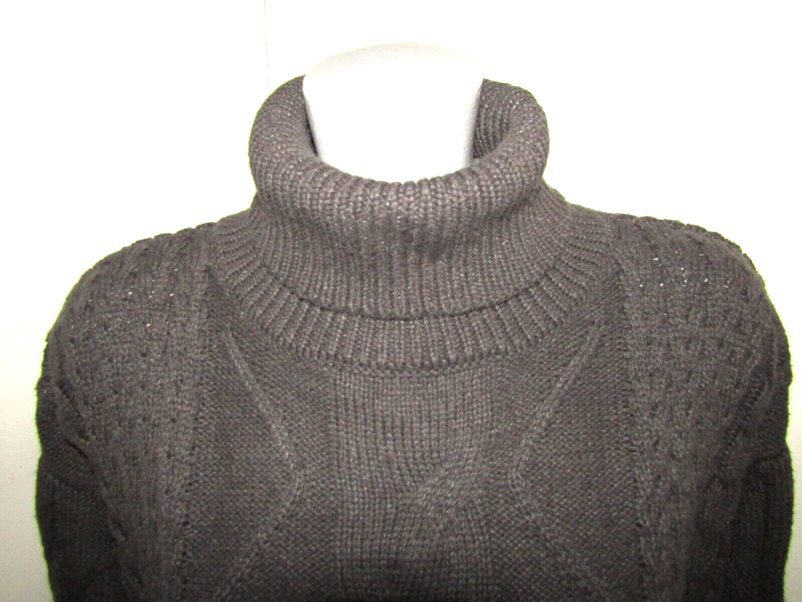 LAURA SCOTT Size Large, Charcoal 3/4 Sleeve Turtleneck Sweater Cotton/Acrylic