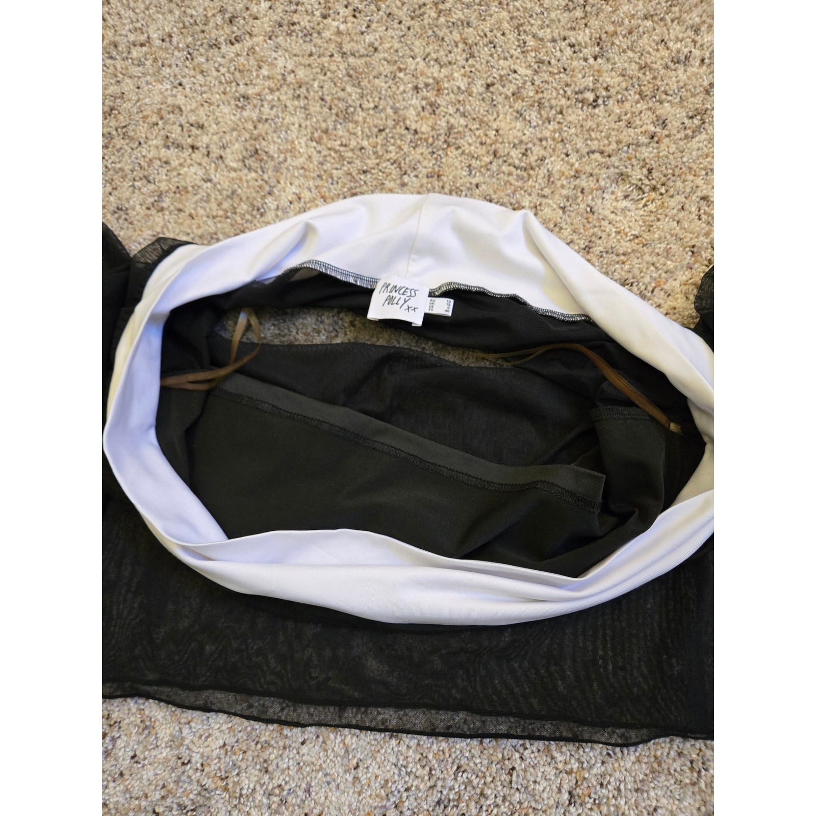 Princess Polly Black Sheer Mesh Off Shoulder Long Sleeve Top Size US 8