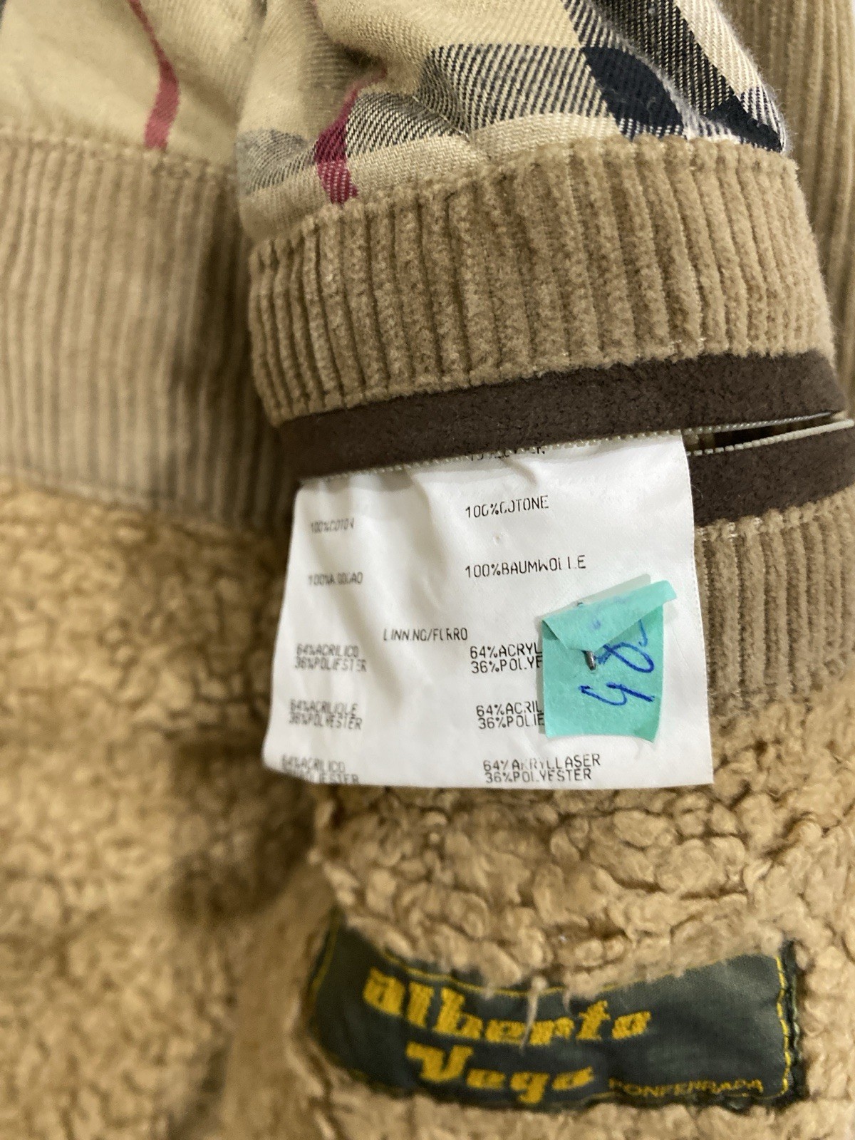 VTG Burberry London Corduroy Jacket Sherpa Lined Beige Nova Check Men Sz L