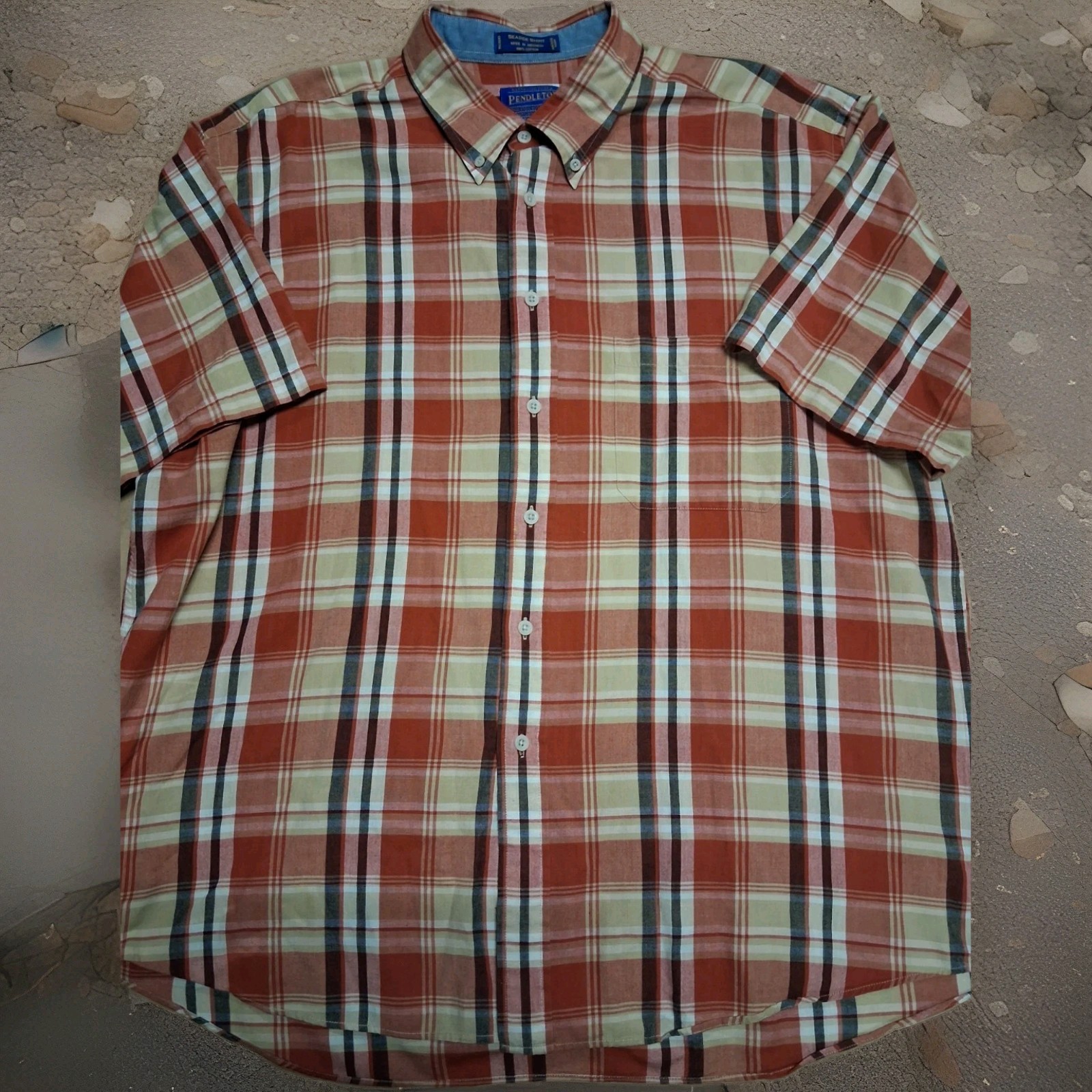 Surf Pendelton Button Down Cotton Short Sleeve Men’s Size 2XL Blue Yellow White