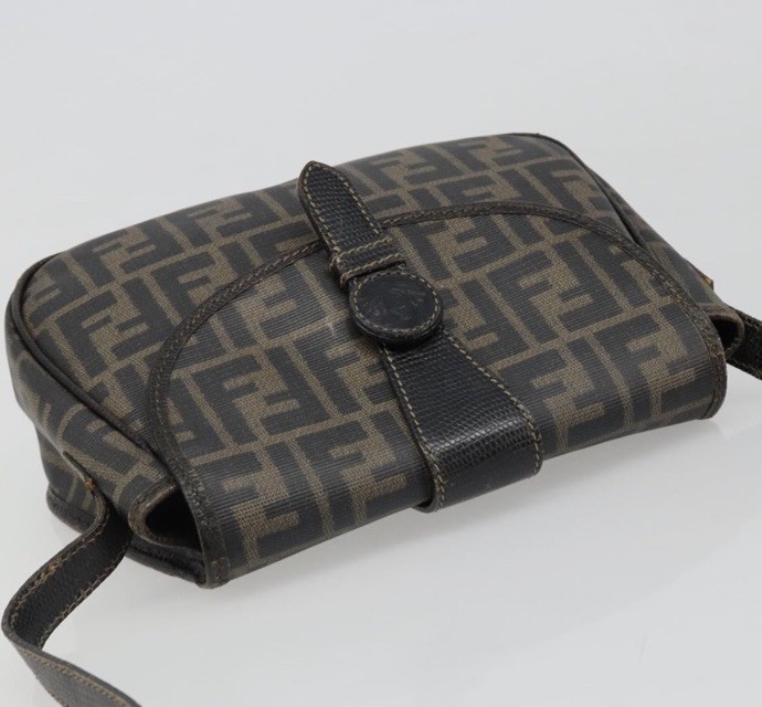 Fendi Zucca FF Monogram Small Crossbody Bag Brown/Black Magnetic Gold