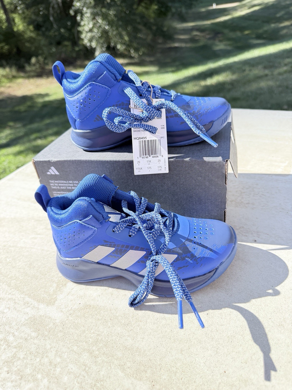 Adidas Size 11.5K Cross Em Up 5 Blue Wide Width Basketball Shoes NWT and Box