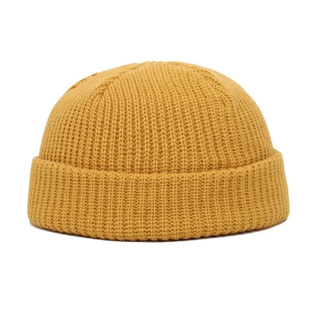 Mini Short Fisherman Beanie Hat Ribbed Docker Winter Warm Knitted Skull Cap cuff