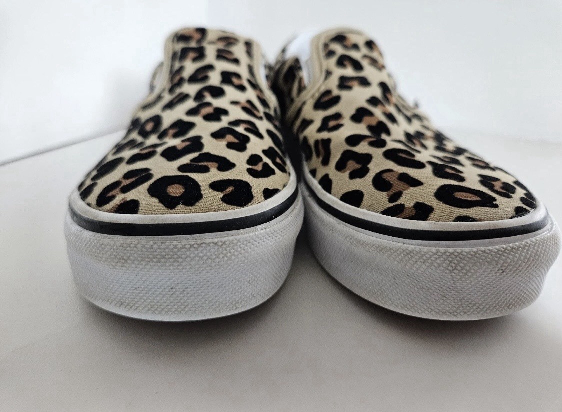 Vans Slip On Leopard Kids Size 3.0 Animal Print Skateboarding Flocked 500714