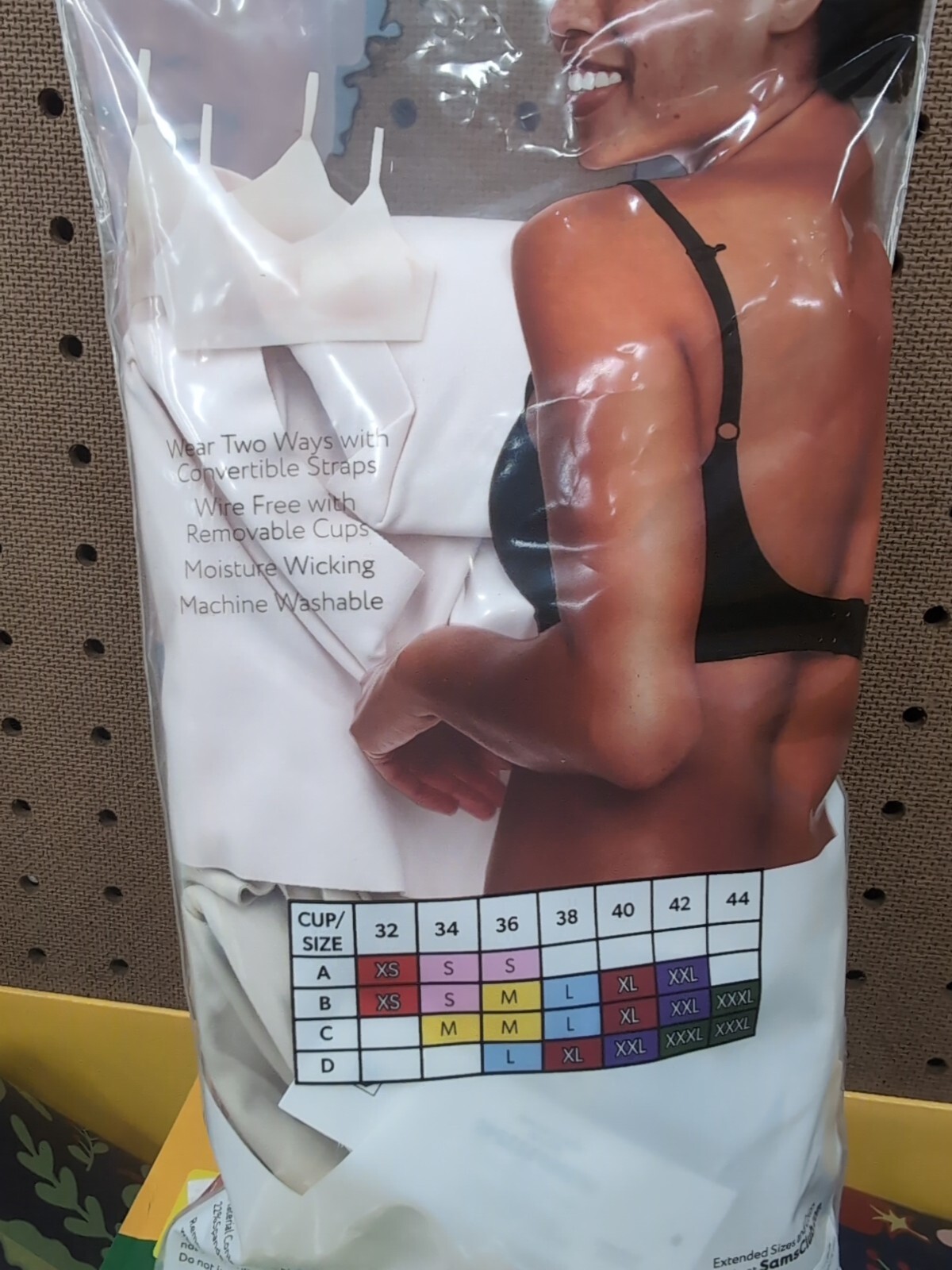 MM 2 Pk Adjustable Convertible Wire Free Bralette Large Pink Salt / Crystal Gray