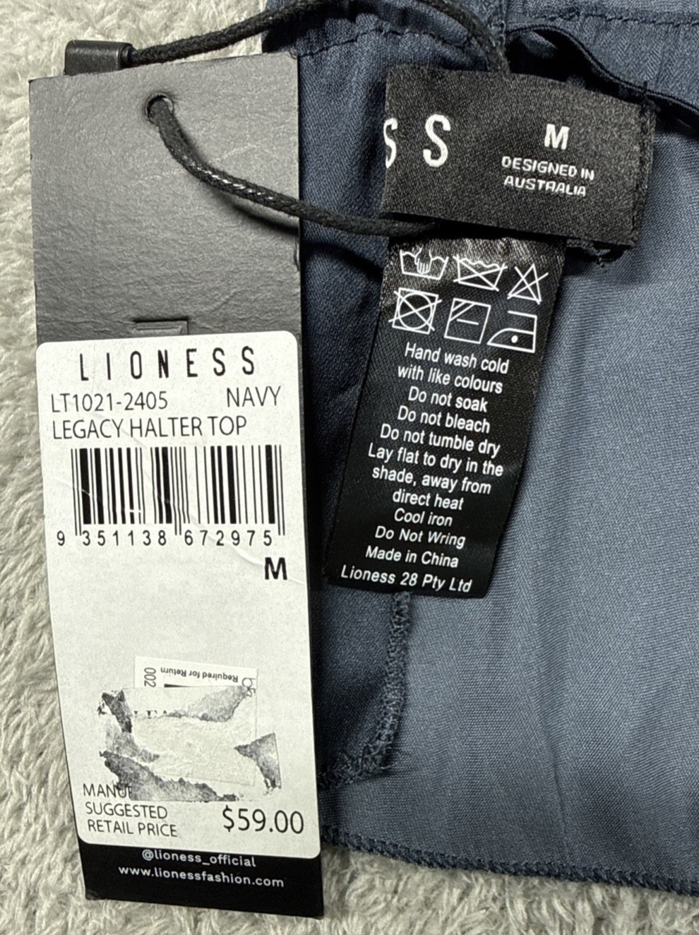 Lioness Women’s Legacy Satin Halter Top Navy Blue Size Medium NWT