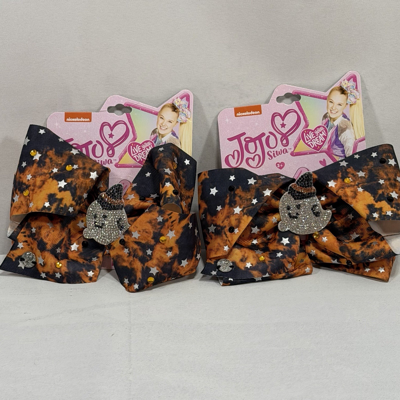 Jojo siwa bows Halloween Sparkle Ghost Orange Lot Of 2
