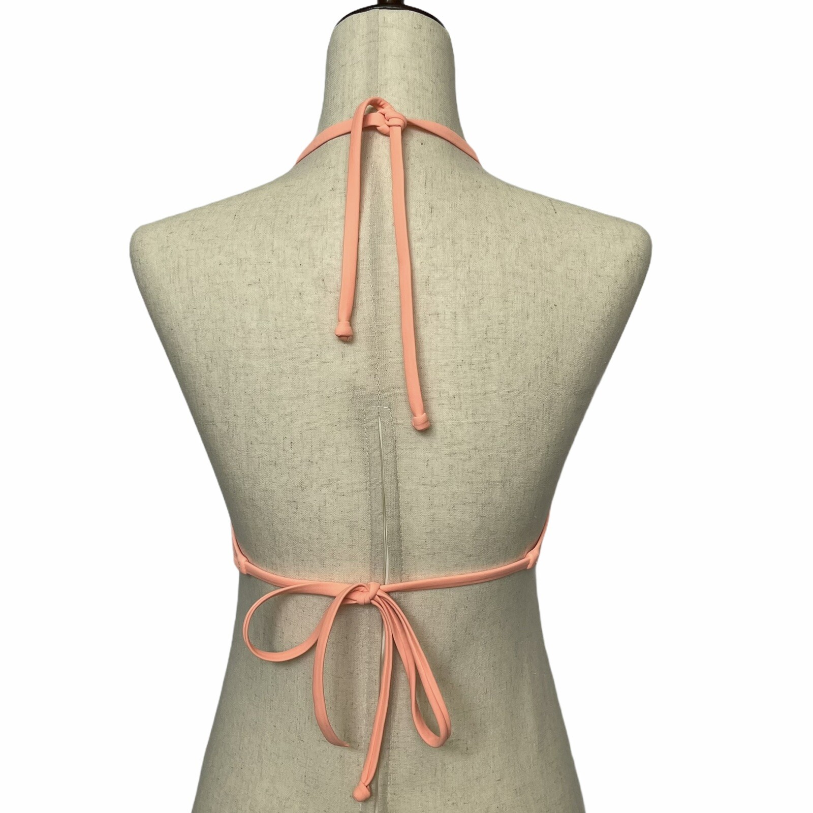 PINK Victoria Secret Swim Top Sz Small S C75 (34C) Peach Halter Strap Back Tie