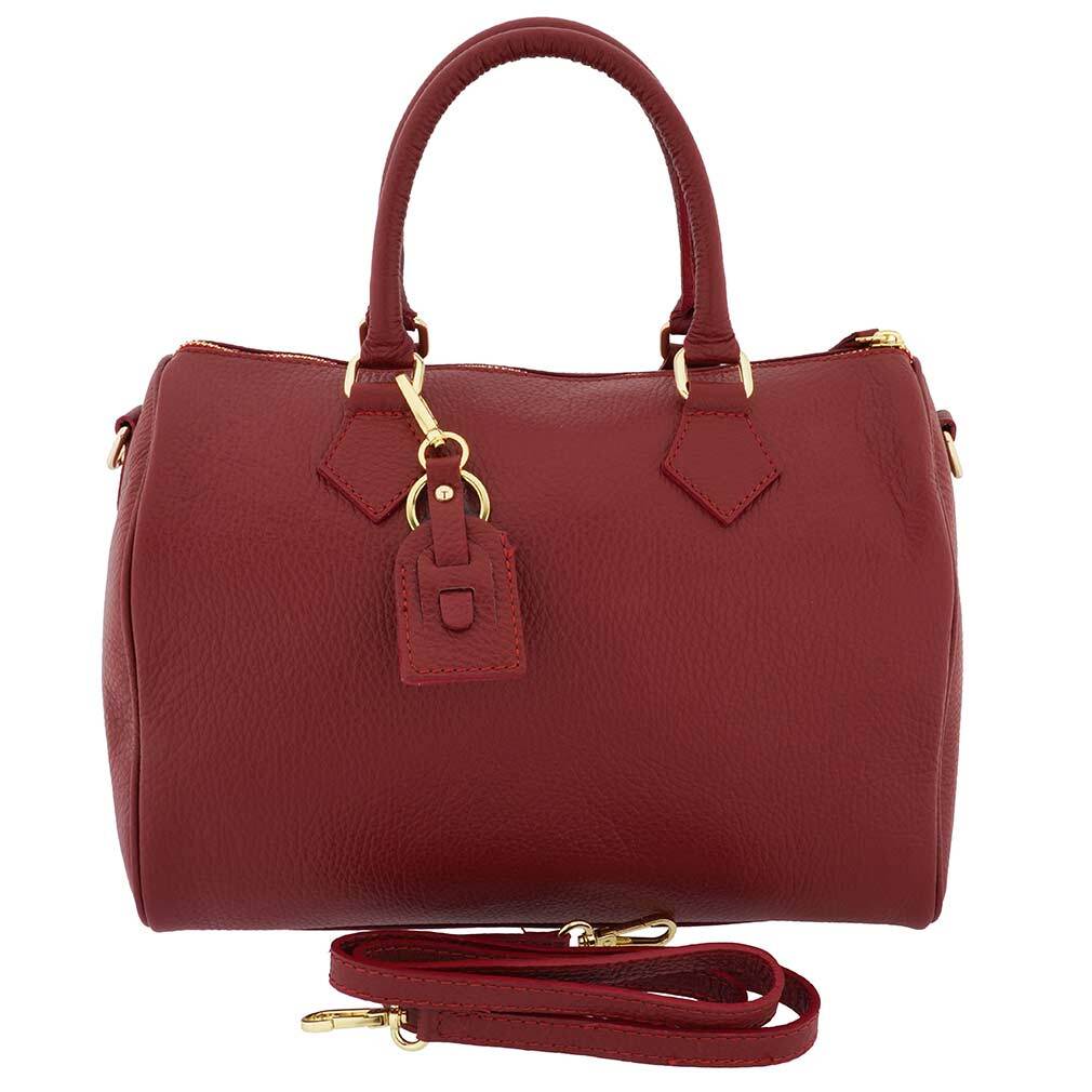 Fioretta Italian Genuine Leather Satchel Barrel Handbag Crossbody For Women – Cr