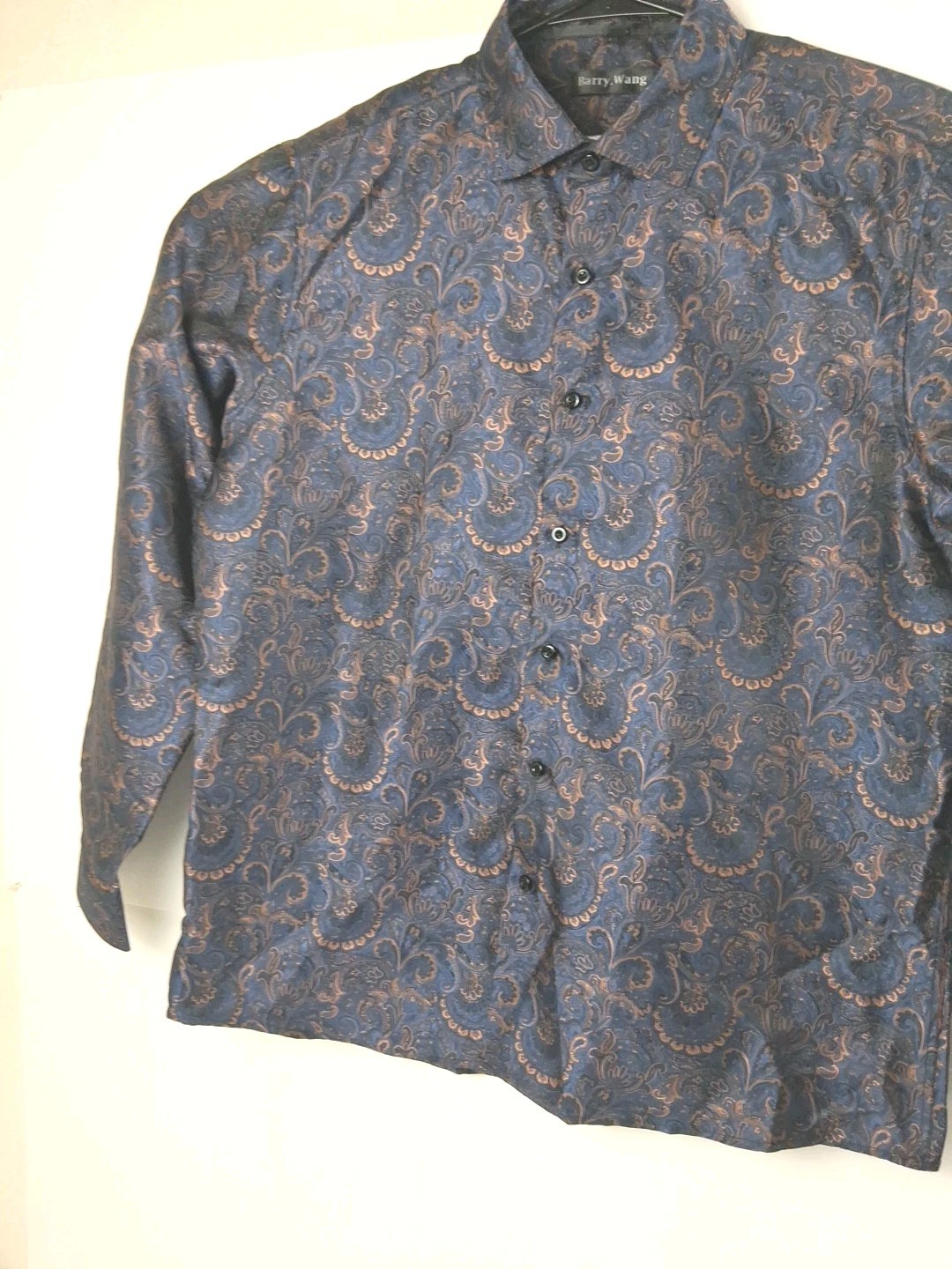 Barry Wang Men’s XL Paisley Long Sleeve Button Down Dress Shirt Jacquard New
