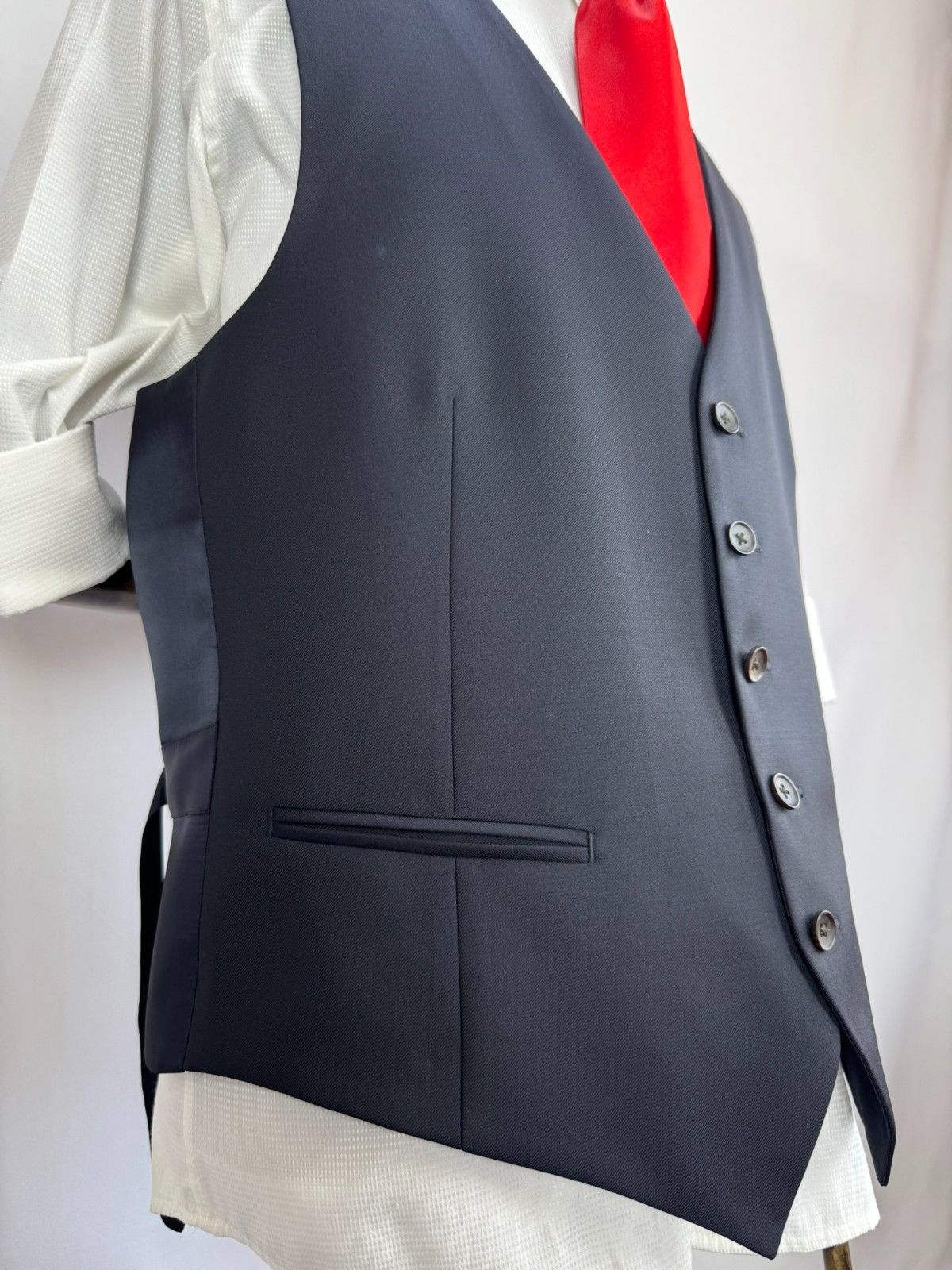 SuitSupply Ferrara Waistcoat Vest 100% Wool dark gray Single Breasted US 40R