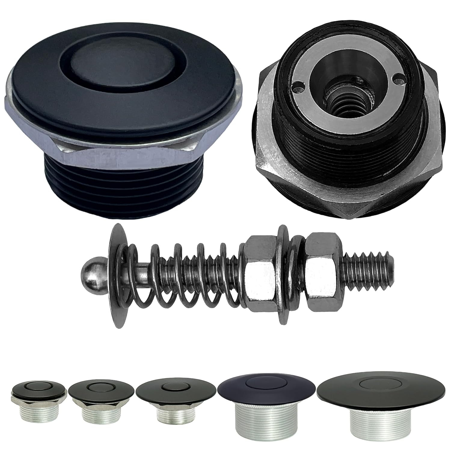 Stainless Mini Push Button Hood Pin Latch 2 Inch Stud Black Quick Release
