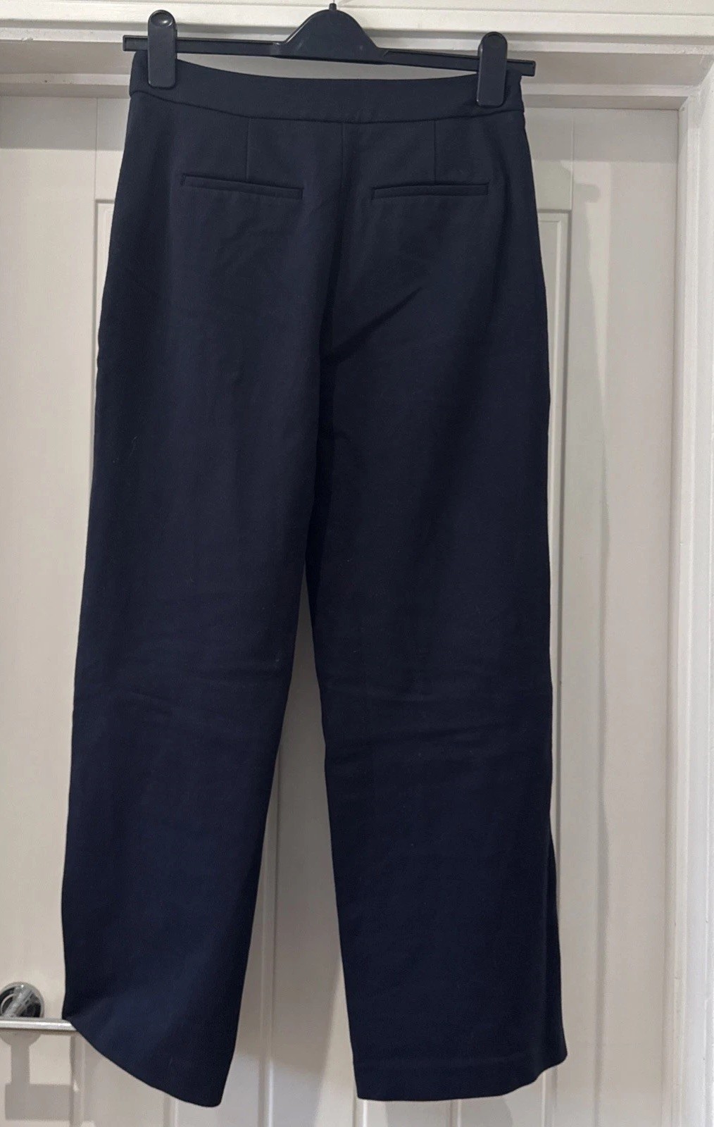 Boden Trousers Straight Wide Leg Navy Size 12P Uk Red & Green Stripe