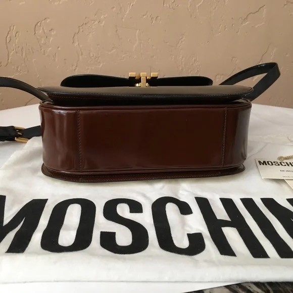 MOSCHINO Redwall Tricolor Polished Leather Bag Made in Italy
