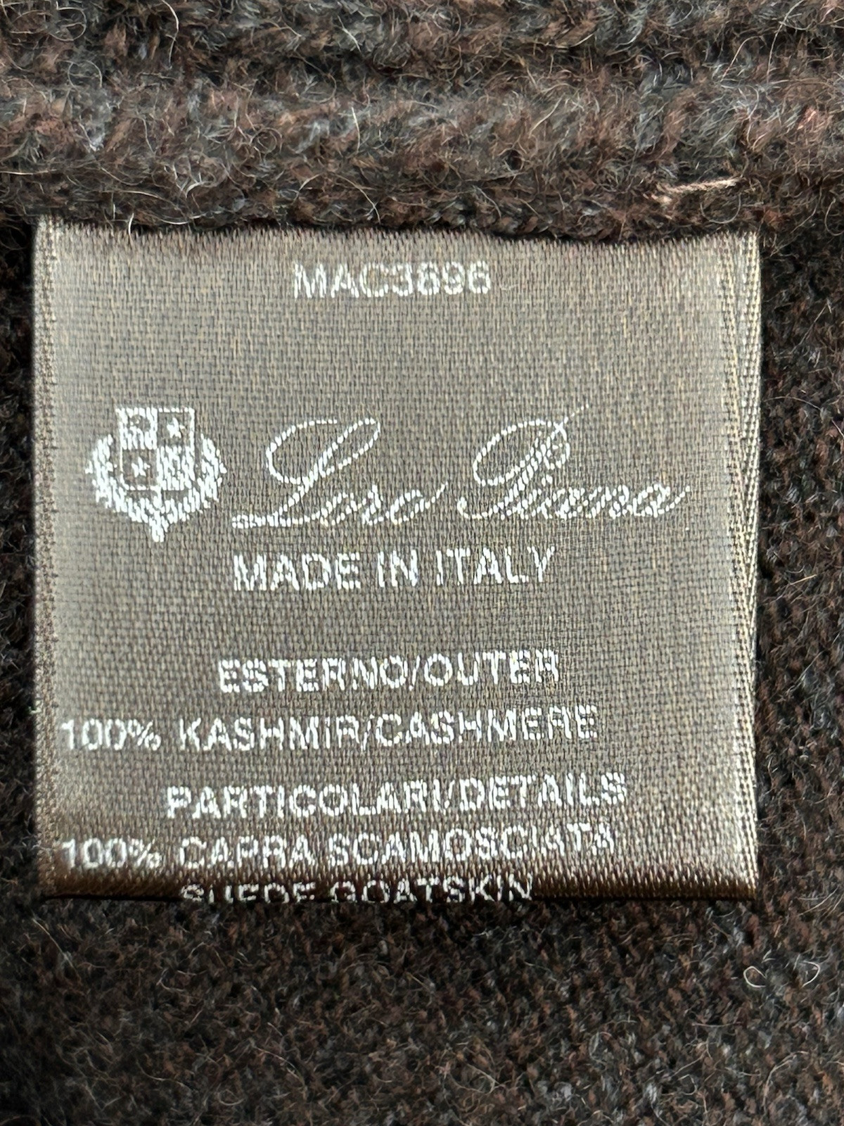 LORO PIANA Italy 100% Cashmere & Suede Goatskin Dark Brown Sweater Vest 40 Small