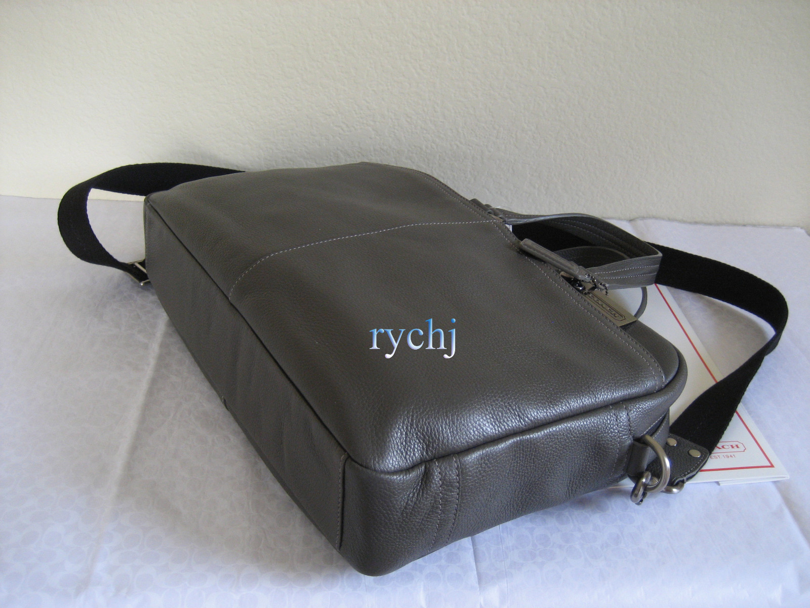 NWT COACH CAMDEN PEBBLED LEATHER COMMUTER BUSINESS BAG DARK GREY F70354