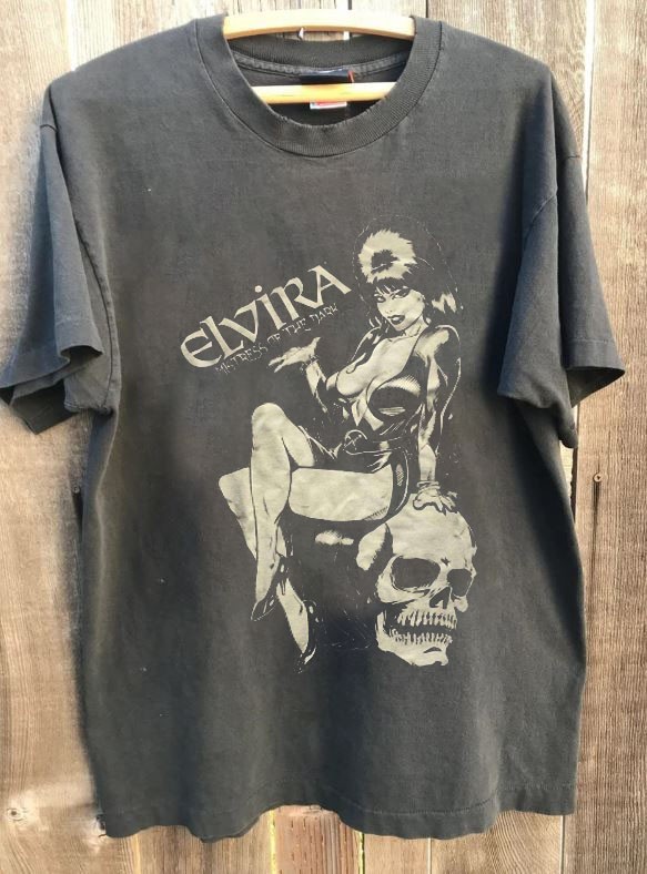 Elvira horror movie classic style unisex charcoal short sleeve tee QT8019