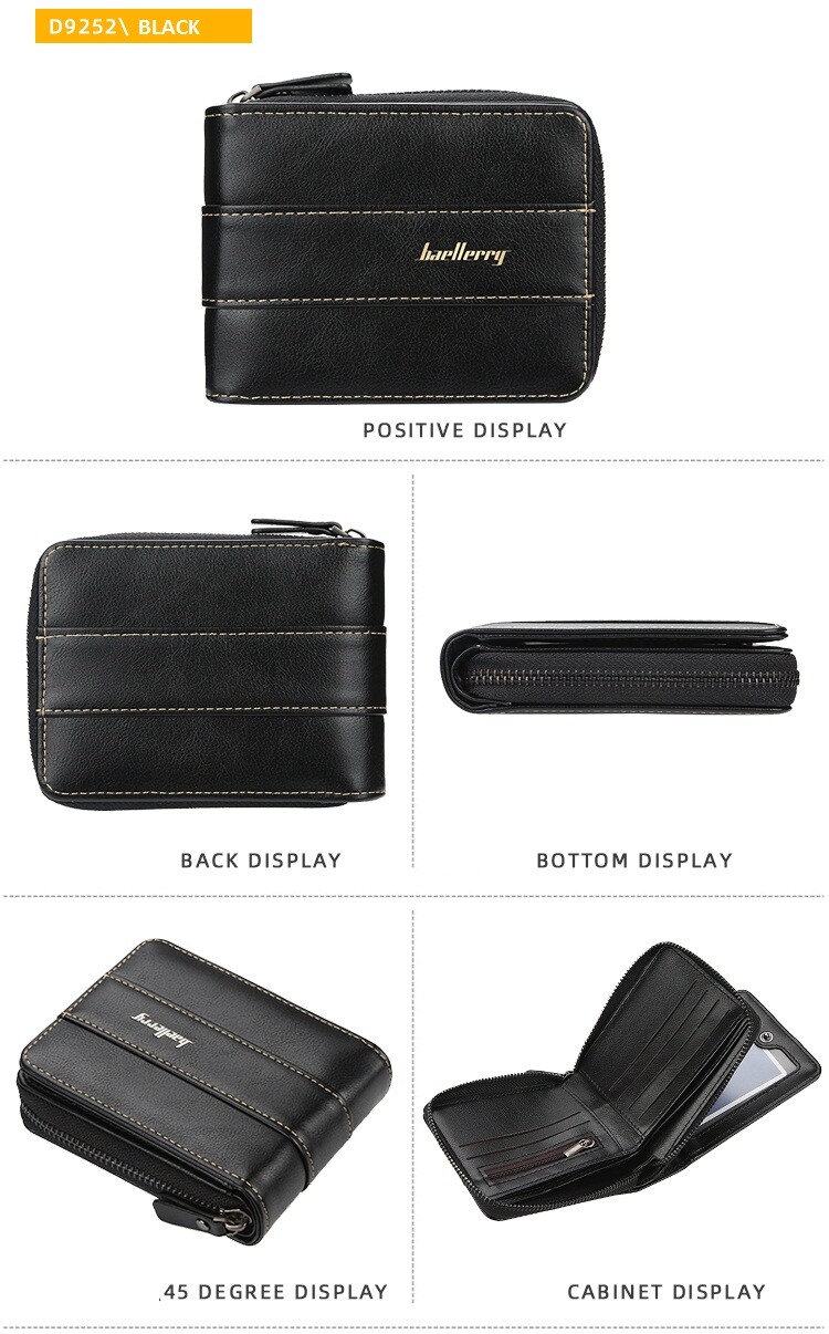 Baellerry Men’s PU Leather Zipper Wallet Multi Card Holder Purse With Coin Bags