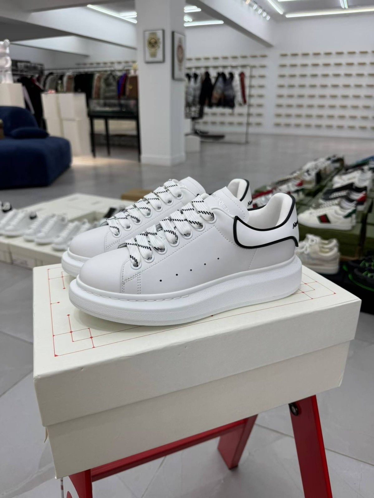 Alexander McQueen Oversized Sneaker White Black Heel Men Trainers