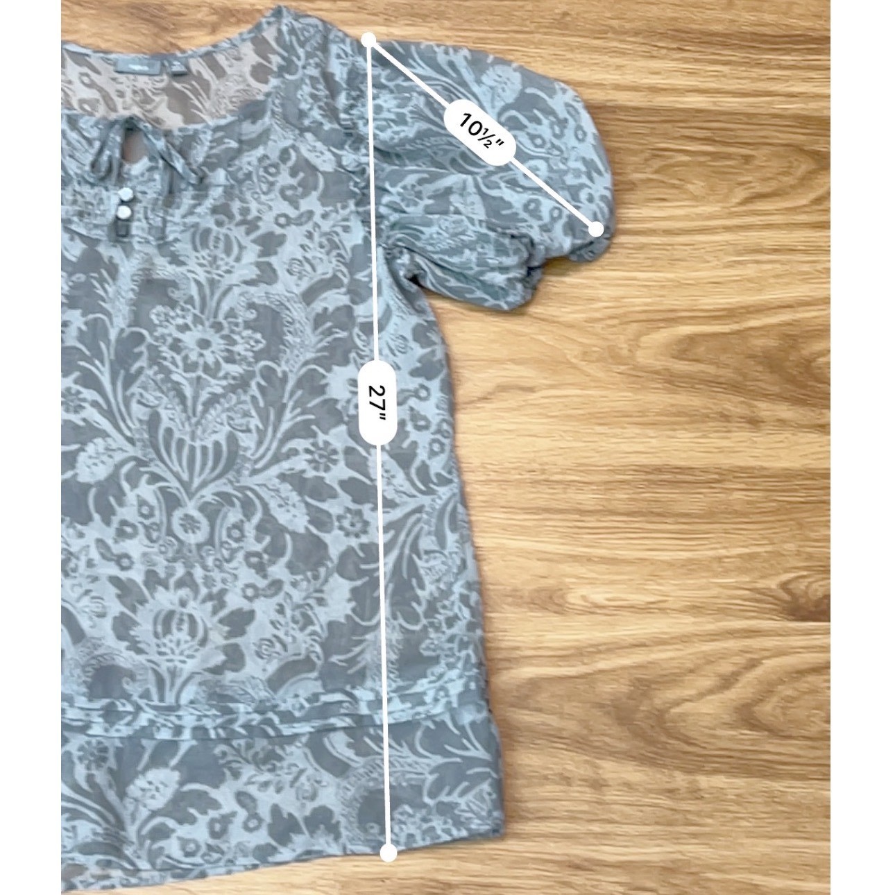 Womens Boho Sheer Puff Sleeve Blouse Grey Blue Paisley Romantic Apt 9 XL