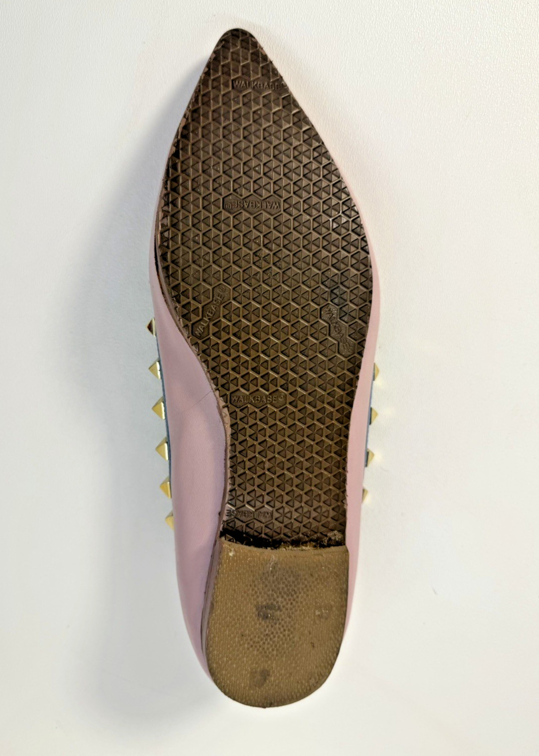 Valentino Garavani Pink Leather Rockstud Studded Pointed Toe Ballet Flats US 8