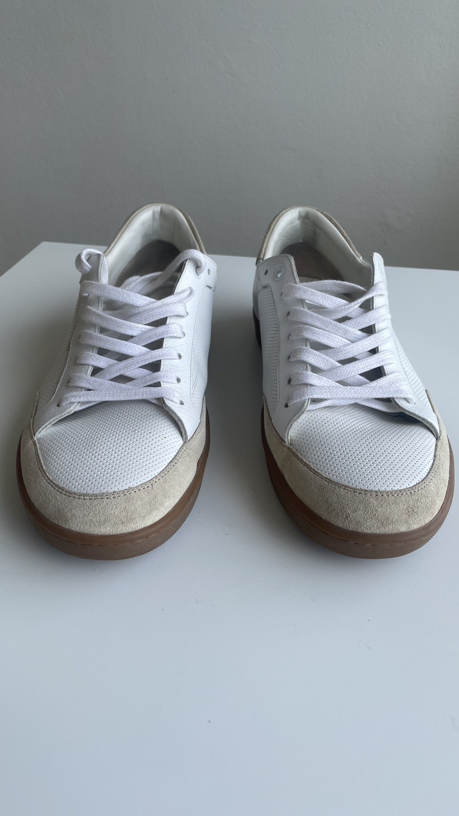 YSL Saint Laurent Men’s White Leather Sneakers Size 44.5 US 11.5