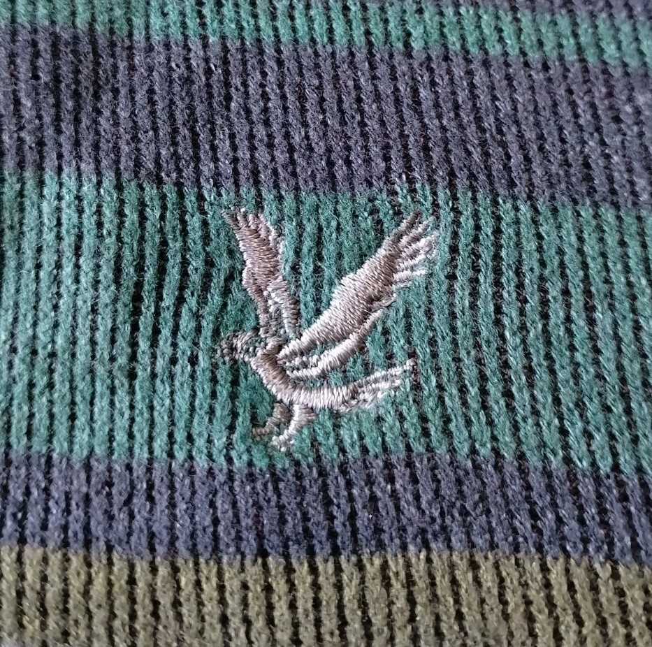 Lyle & Scott Black Label Striped Collared Knit Sweater Wool Blend Japan…