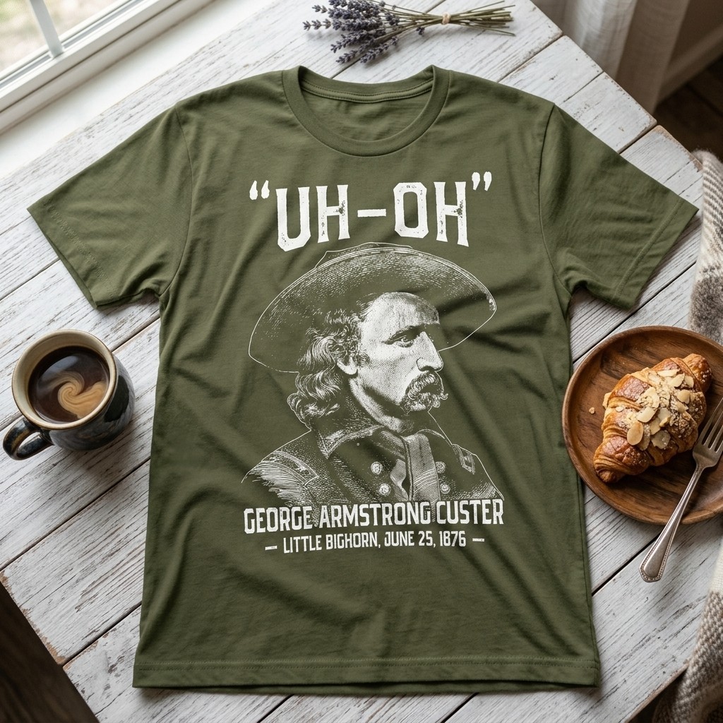 Uh-Oh George Armstrong Custer Little Bighorn Funny History T-Shirt