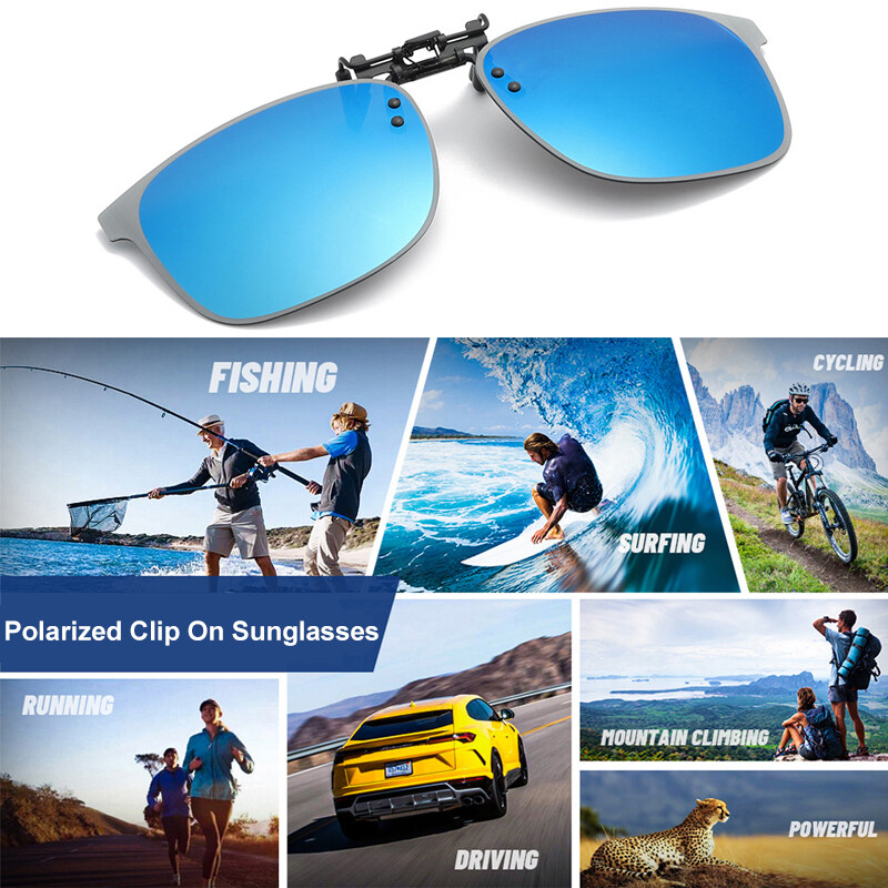 Polarized Clip on Sunglasses Over Prescription Glasses Lightweight Rimless Clips