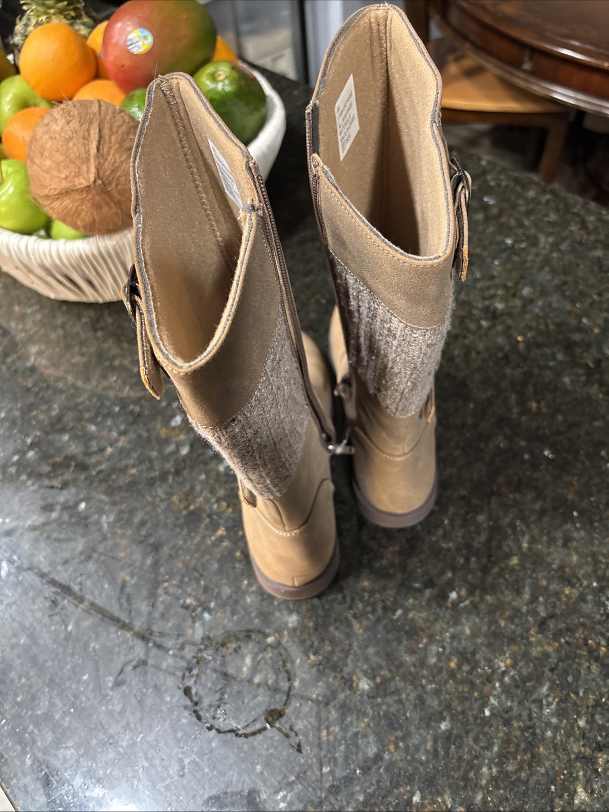 Boots Womens Size 4 M Beige All Man Made Materials